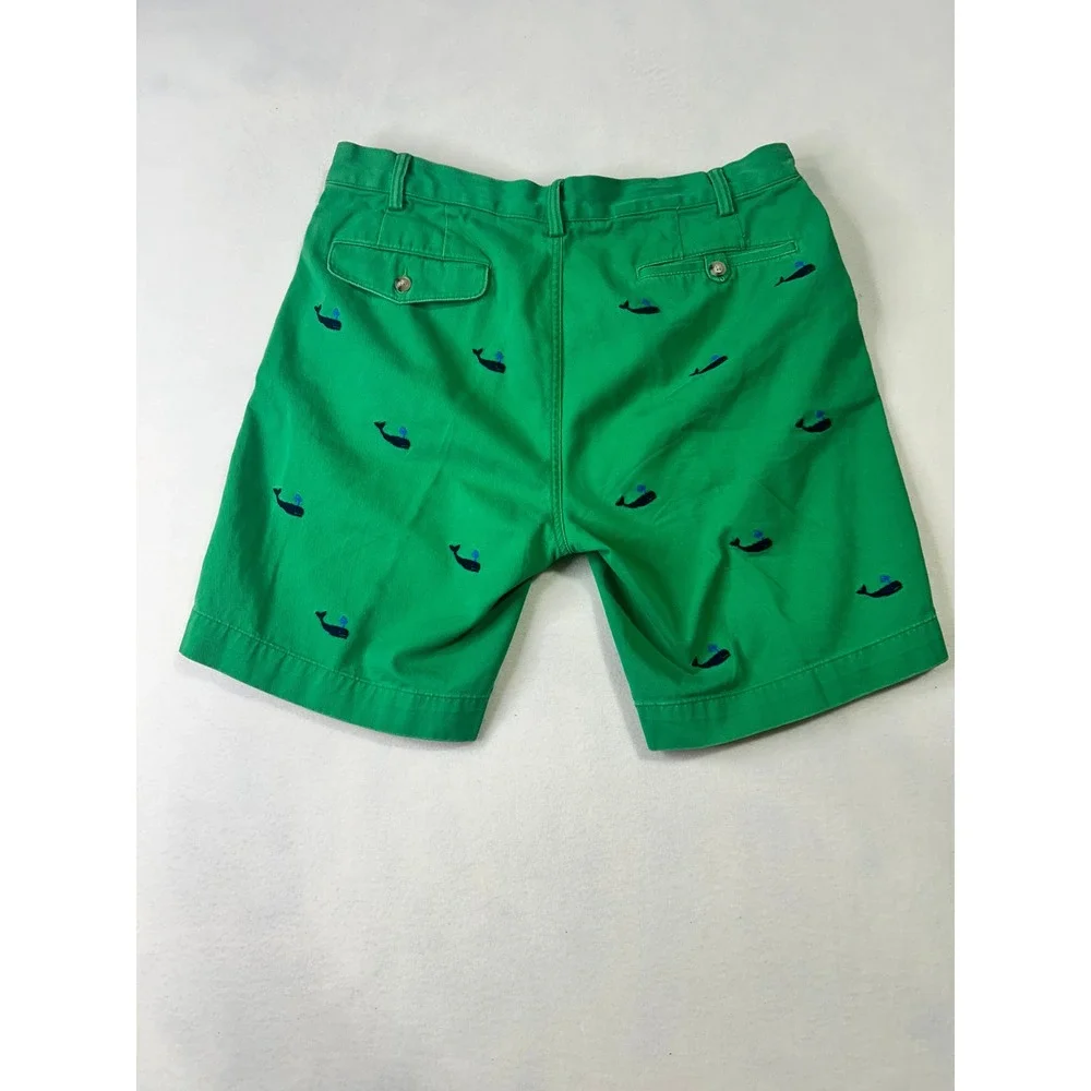 Polo Ralph Lauren Mens Green Whale Embroidered‎ Classic Fit Chino Shorts 34